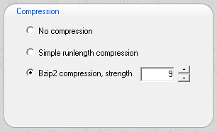 Screenshot: configuration dialog compression