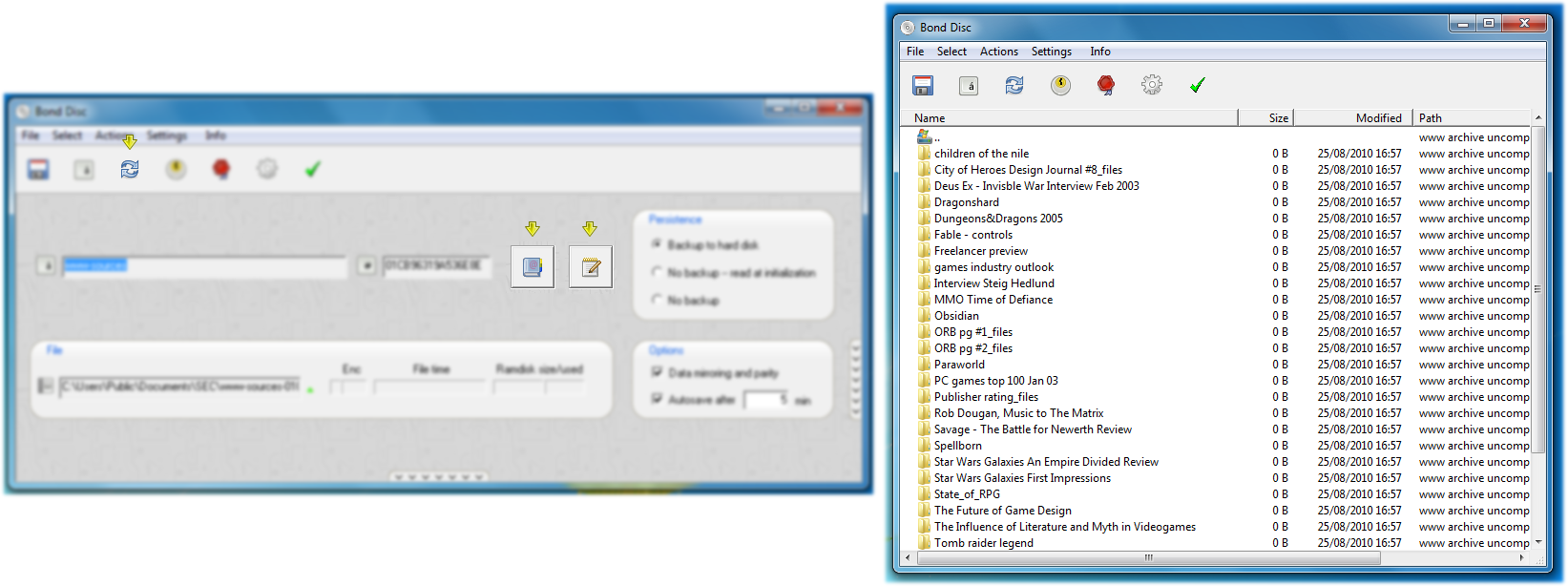 Screenshot: configuration dialog swap mode