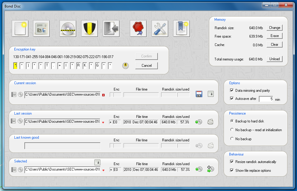 Screenshot: control center - decryption read error