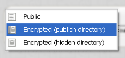 Screenshot: encryption mode menu